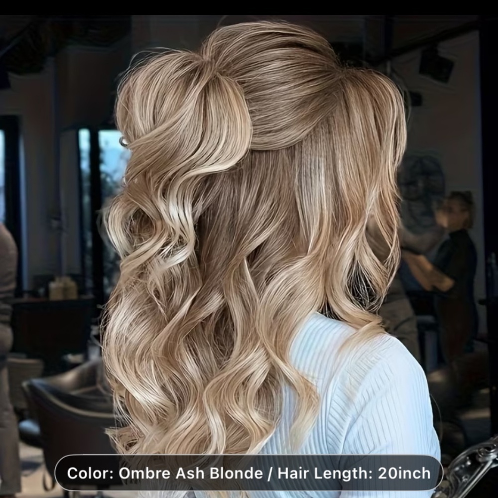 Blonde Balayage Glueless Lace Wig with Ash Brown & Blonde Highlights 20 Inch - Picture 2 of 6